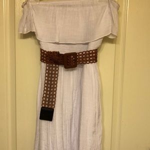 White strapless dress w/belt